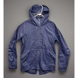 Lululemon Rain Haven Blue Raincoat Parka Sz L Hooded Trench Jacket Waterproof